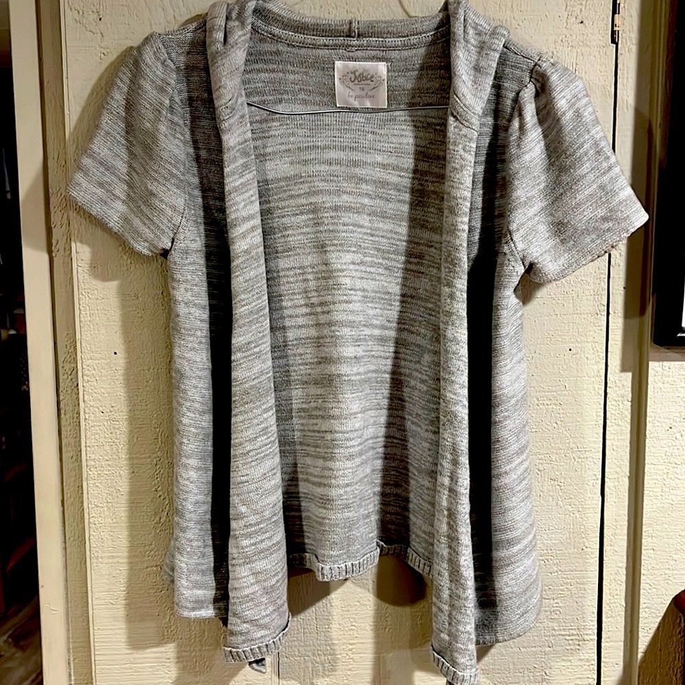 Justice Gray Sweater Short Sleeved Cardigan Hoodie